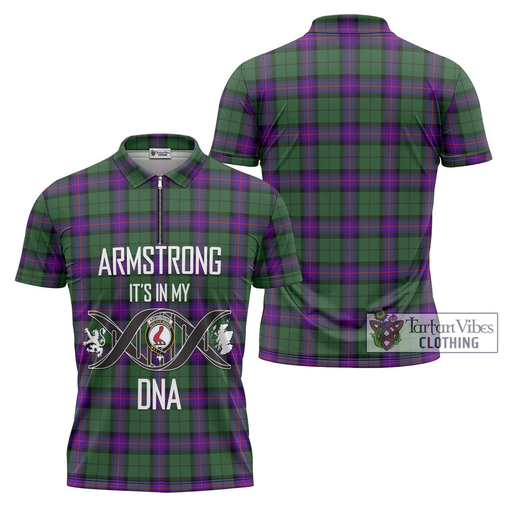 Armstrong Modern Tartan Zipper Polo Shirt with Family Crest DNA In Me Style Unisex - Tartanvibesclothing Shop