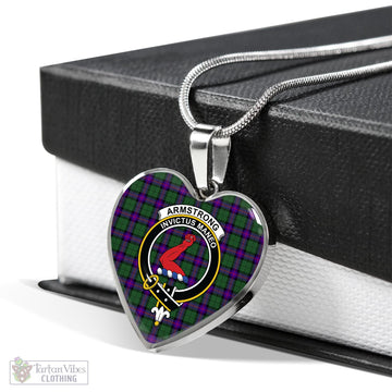 Armstrong Modern Tartan Heart Necklace with Family Crest