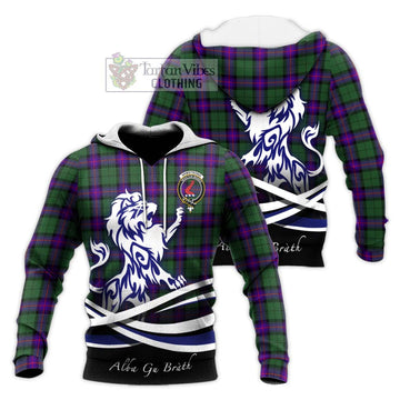 Armstrong Modern Tartan Knitted Hoodie with Alba Gu Brath Regal Lion Emblem