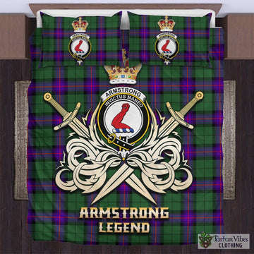 Armstrong Modern Tartan Bedding Set with Clan Crest and the Golden Sword of Courageous Legacy