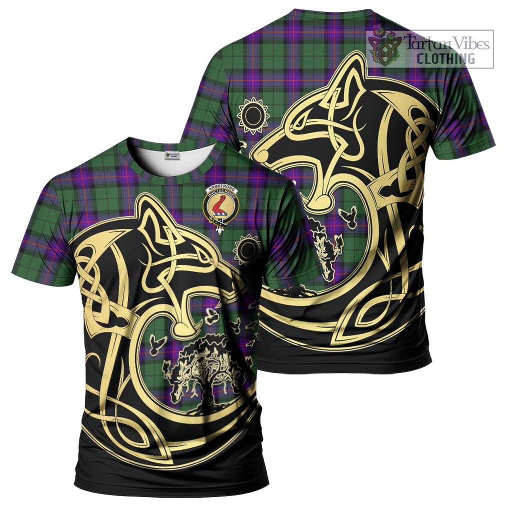 Armstrong Modern Tartan T-Shirt with Family Crest Celtic Wolf Style Kid's Shirt - Tartan Vibes Clothing