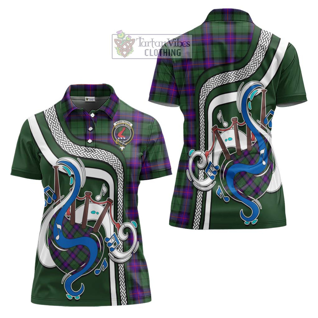 Armstrong Modern Tartan Women's Polo Shirt with Epic Bagpipe Style Women - Tartanvibesclothing Shop