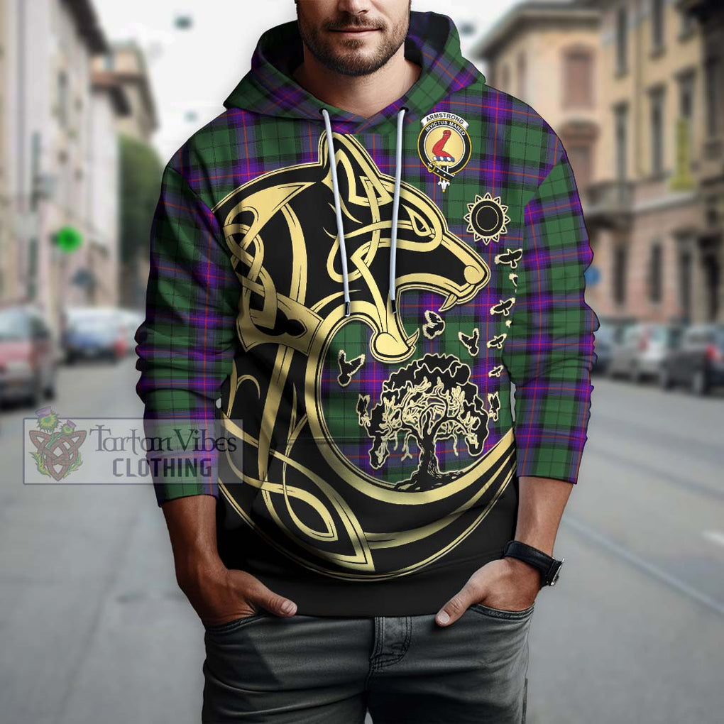 Armstrong Modern Tartan Hoodie with Family Crest Celtic Wolf Style Zip Hoodie - Tartan Vibes Clothing