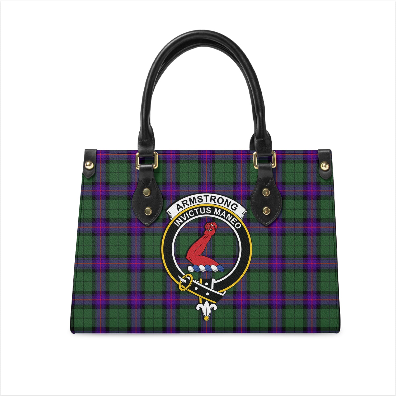 Armstrong Modern Tartan Leather Bag with Family Crest One Size 29*11*20 cm - Tartanvibesclothing