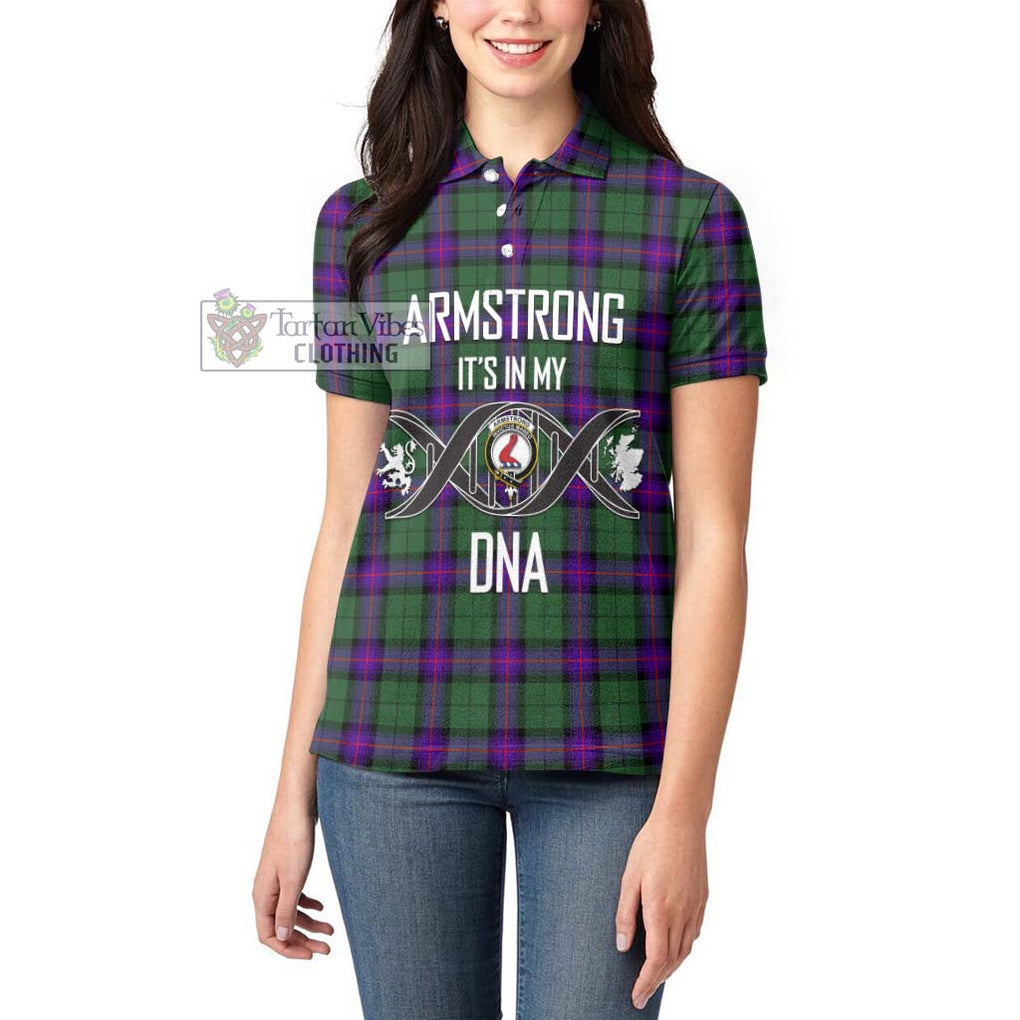 Armstrong Modern Tartan Women's Polo Shirt with Family Crest DNA In Me Style Women - Tartanvibesclothing Shop