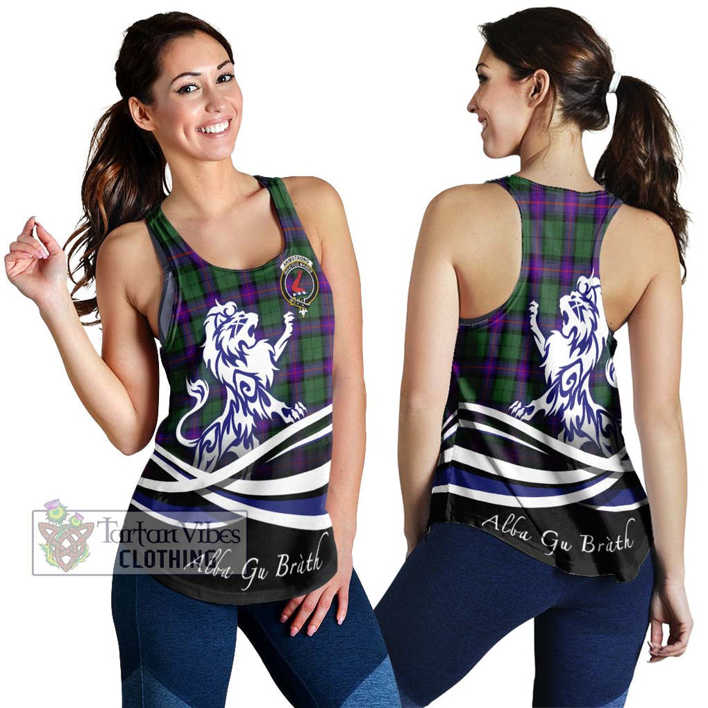 Armstrong Modern Tartan Women's Racerback Tanks with Alba Gu Brath Regal Lion Emblem 4XL - Tartanvibesclothing Shop