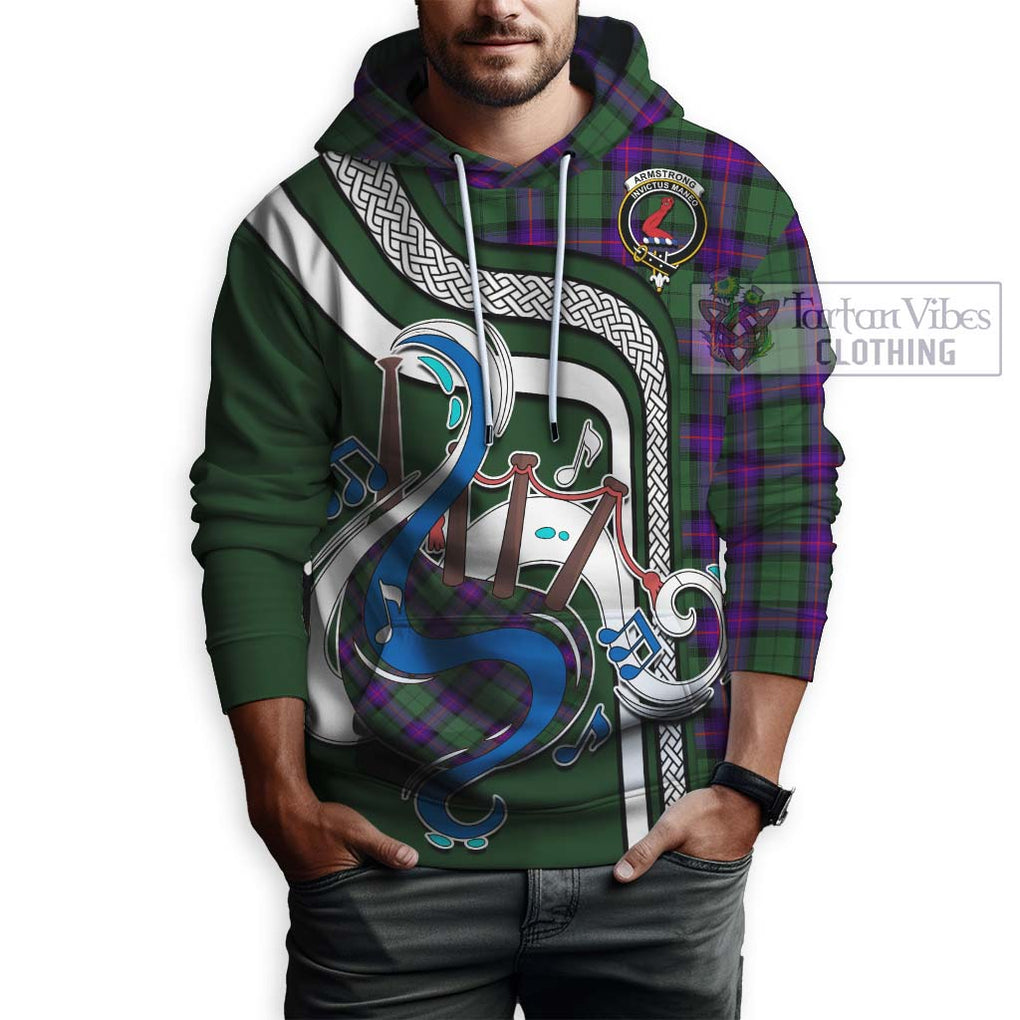 Armstrong Modern Tartan Hoodie with Epic Bagpipe Style Zip Hoodie - Tartanvibesclothing Shop