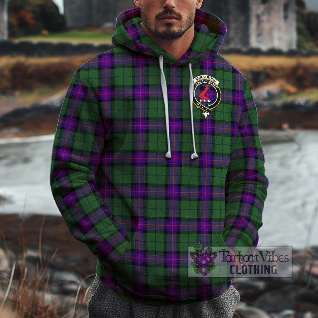 Armstrong Modern Tartan Cotton Hoodie with Family Crest Pullover Hoodie XS - Tartan Vibes Clothing