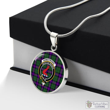 Armstrong Modern Tartan Circle Necklace with Family Crest