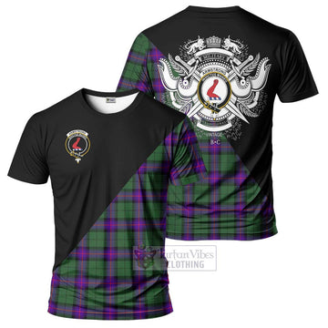 Armstrong Modern Tartan T-Shirt with Family Crest and Military Logo Style