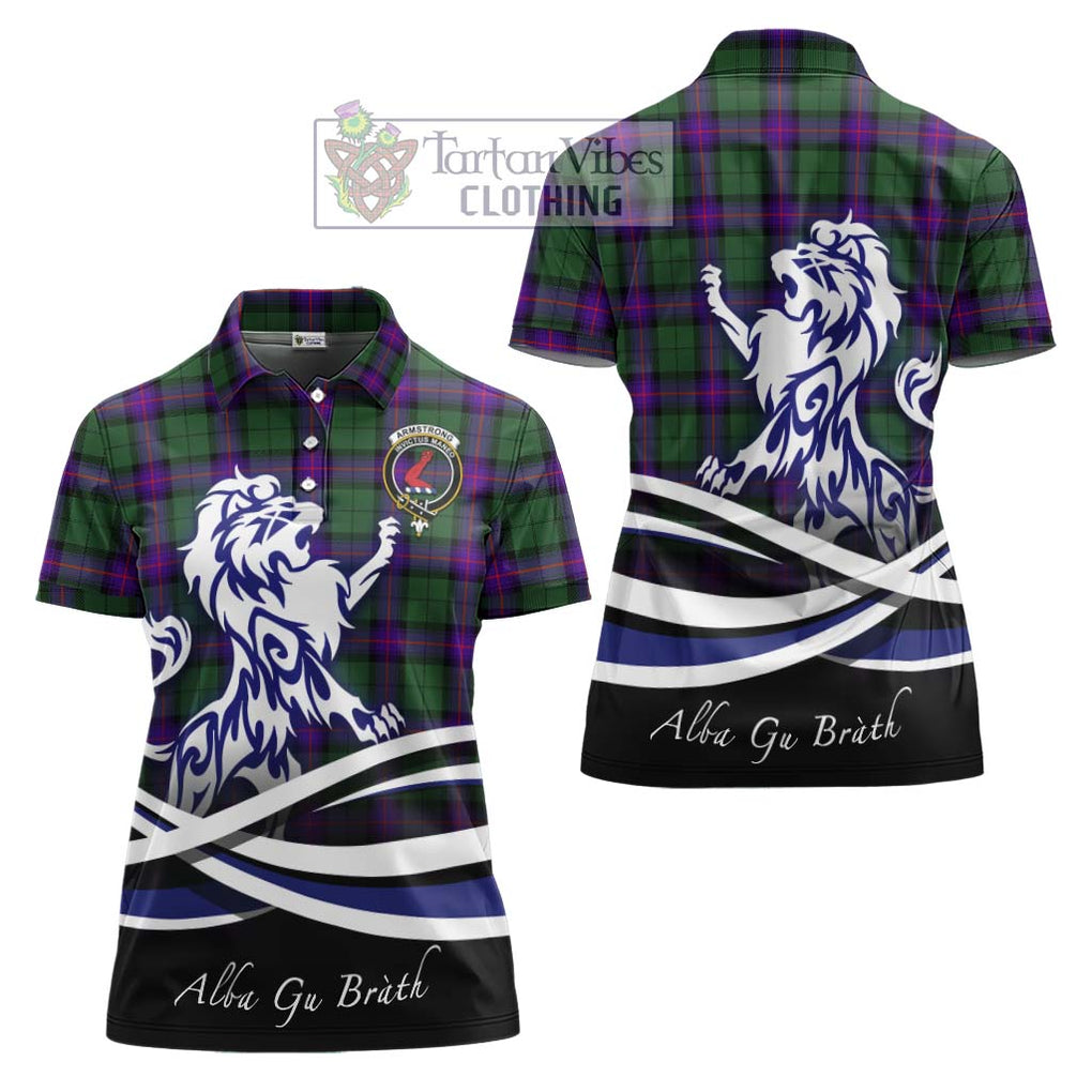 Armstrong Modern Tartan Women's Polo Shirt with Alba Gu Brath Regal Lion Emblem Women - Tartanvibesclothing Shop