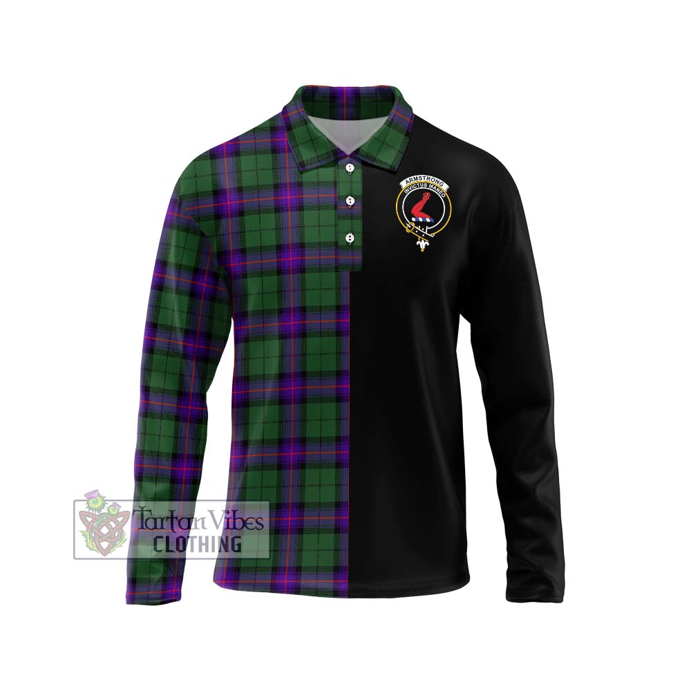 Armstrong Modern Tartan Long Sleeve Polo Shirt with Family Crest and Half Of Me Style Unisex - Tartanvibesclothing Shop