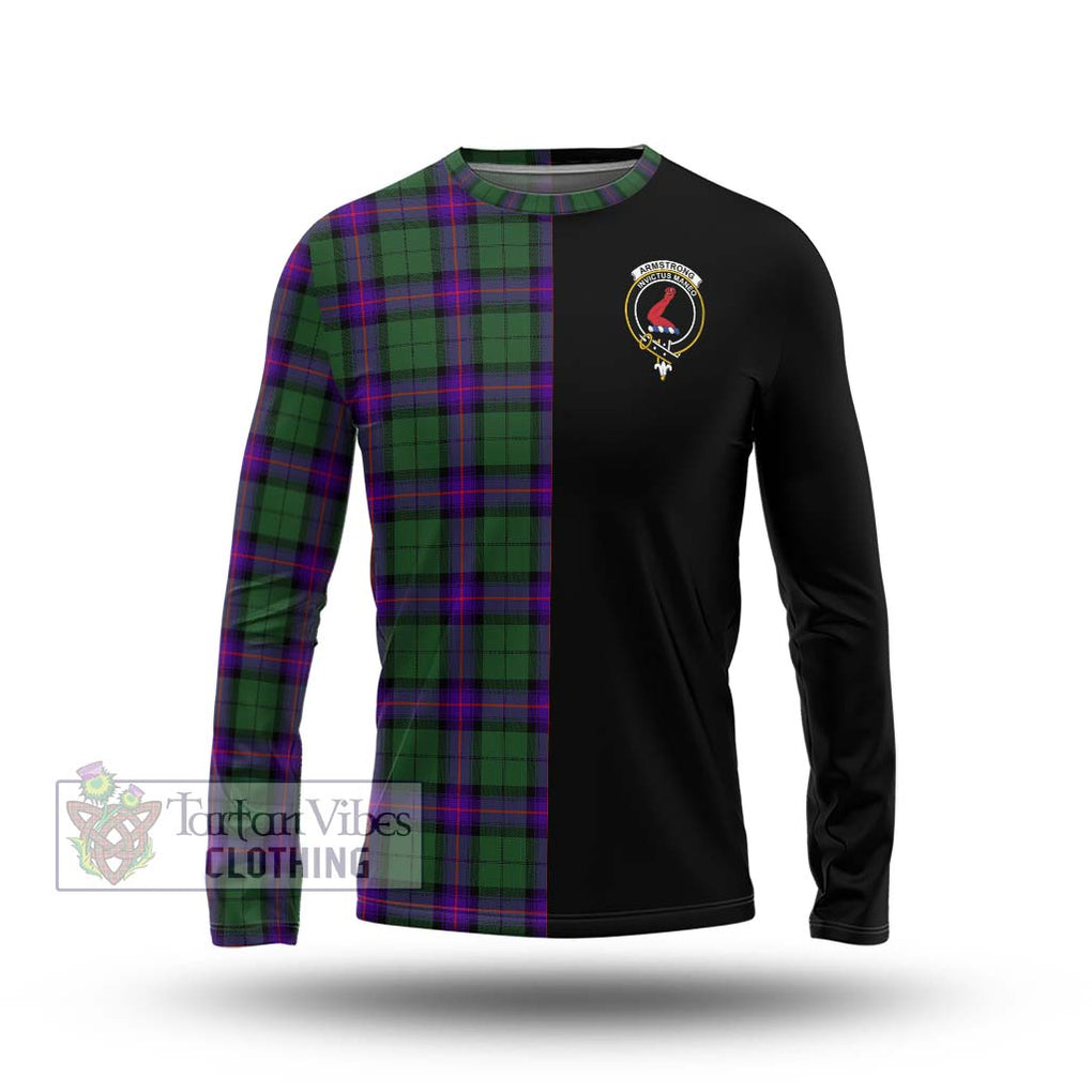 Armstrong Modern Tartan Long Sleeve T-Shirt with Family Crest and Half Of Me Style Unisex - Tartanvibesclothing Shop