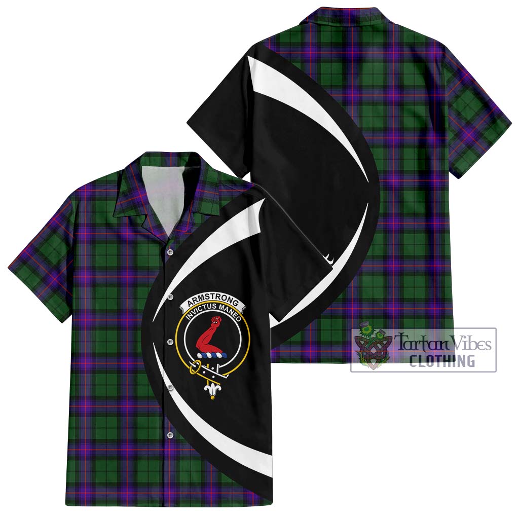 Armstrong Modern Tartan Short Sleeve Button Up with Family Crest Circle Style Kid - Tartan Vibes Clothing