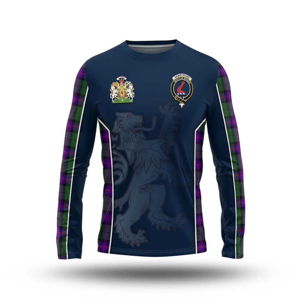 Armstrong Modern Tartan Long Sleeve T-Shirt with Family Crest and Lion Rampant Vibes Sport Style Unisex - Tartan Vibes Clothing