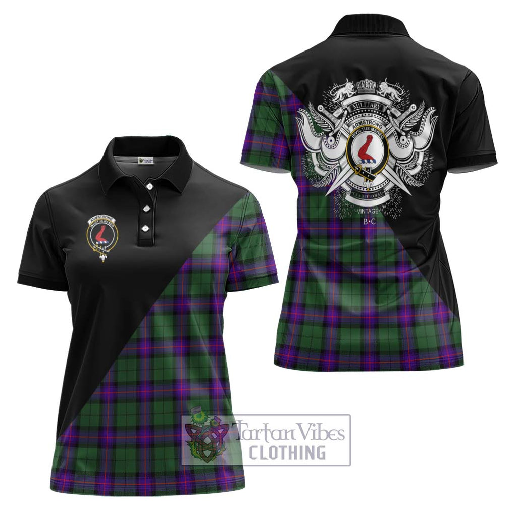 Armstrong Modern Tartan Women's Polo Shirt with Family Crest and Military Logo Style Women - Tartanvibesclothing Shop