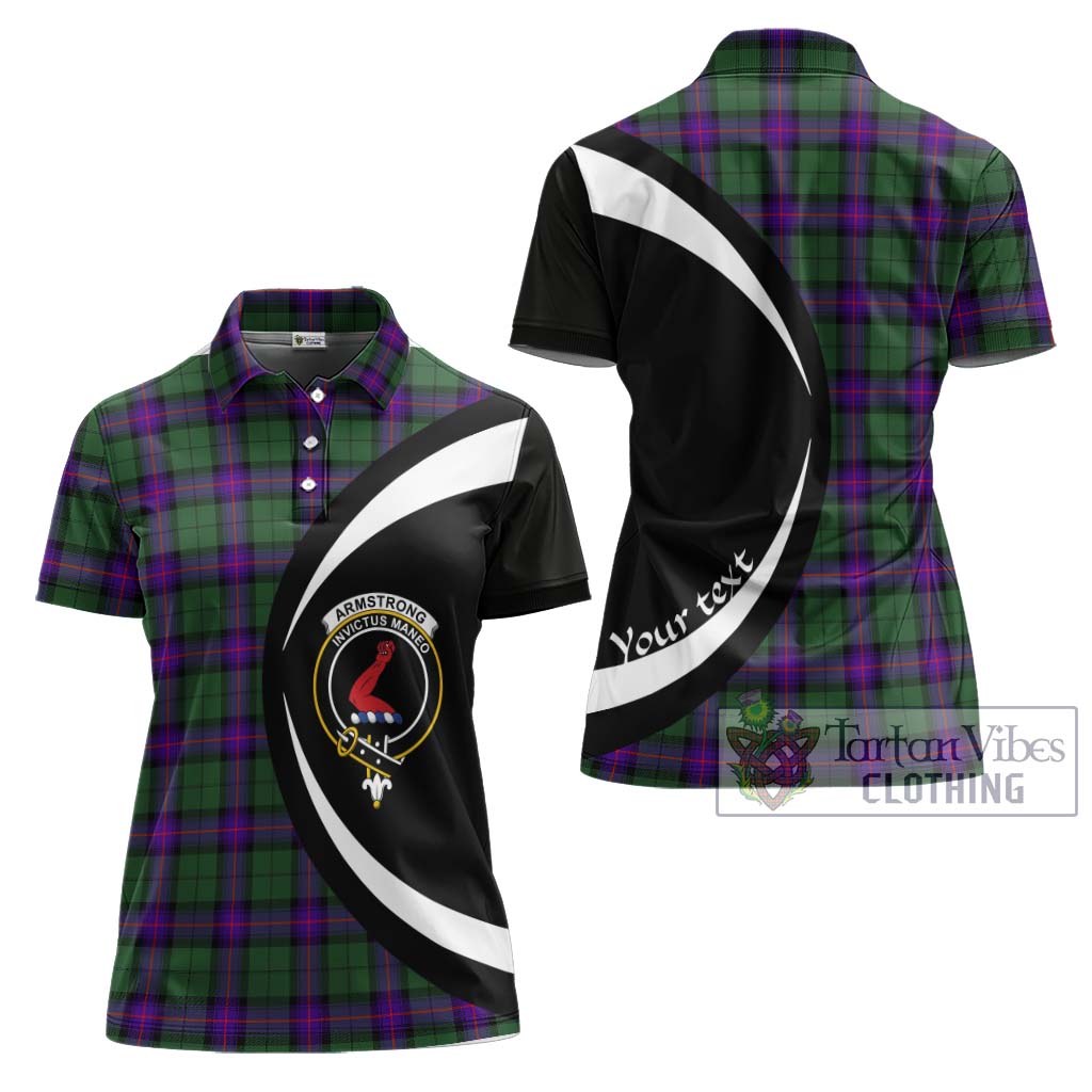 Armstrong Modern Tartan Women's Polo Shirt with Family Crest Circle Style Women - Tartan Vibes Clothing