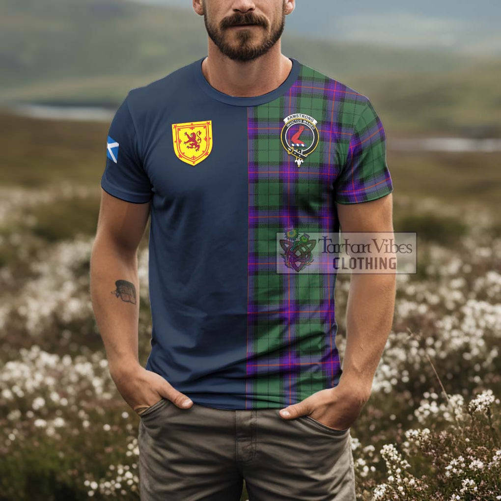 Tartan Vibes Clothing Armstrong Modern Tartan T-Shirt Alba with Scottish Lion Royal Arm Half Style