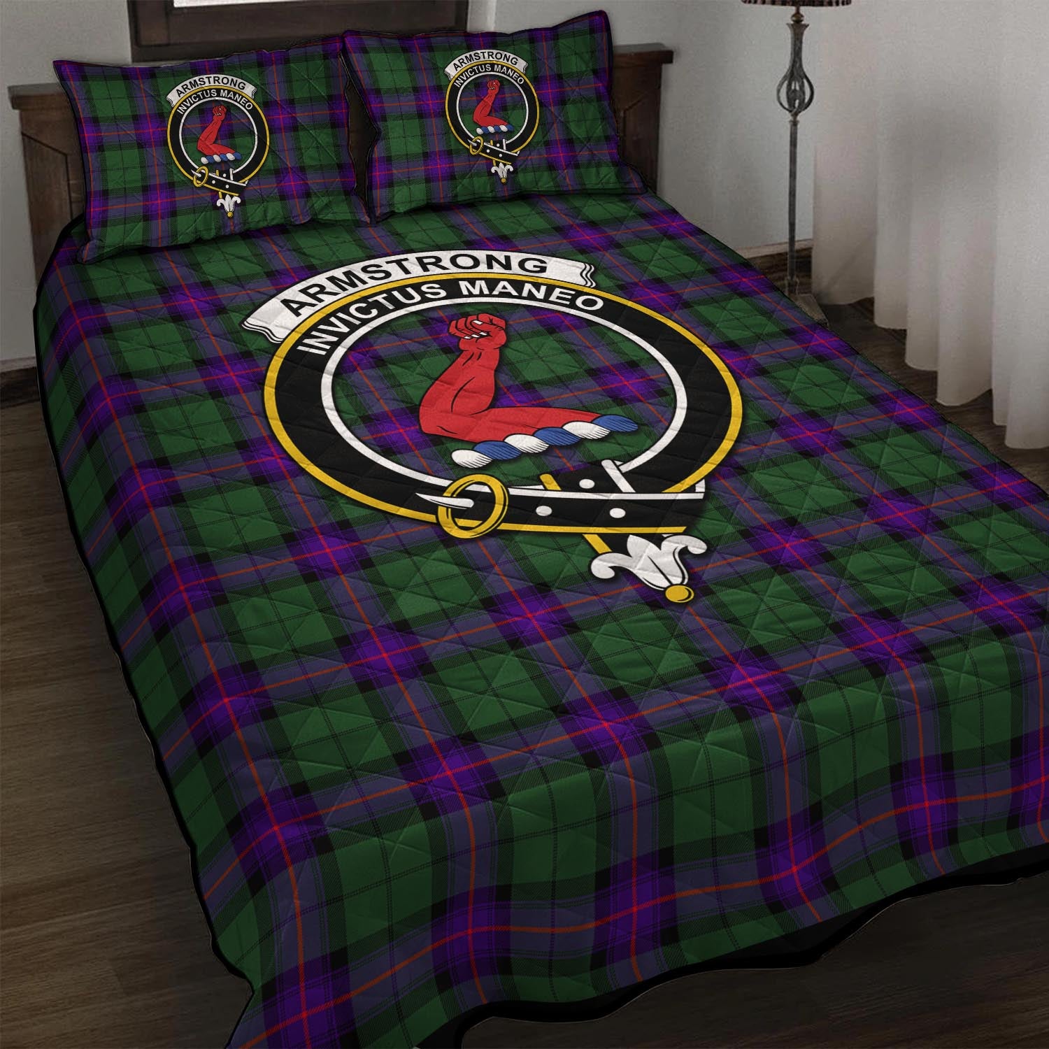 Armstrong Modern Tartan Quilt Bed Set with Family Crest - Tartan Vibes Clothing