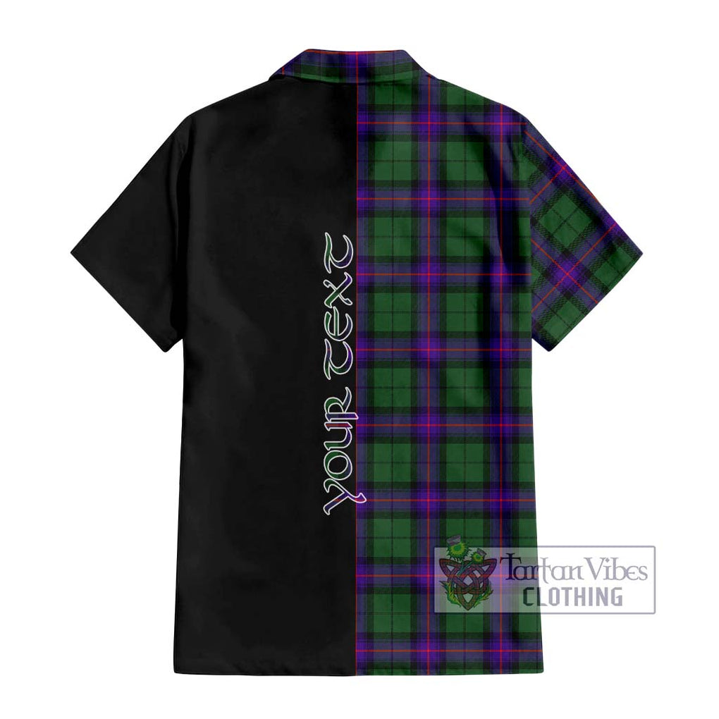 Armstrong Modern Tartan Short Sleeve Button Shirt with Family Crest and Half Of Me Style - Tartanvibesclothing Shop