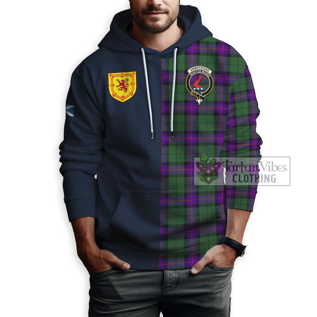 Tartan Vibes Clothing Armstrong Modern Tartan Hoodie with Scottish Lion Royal Arm Half Style