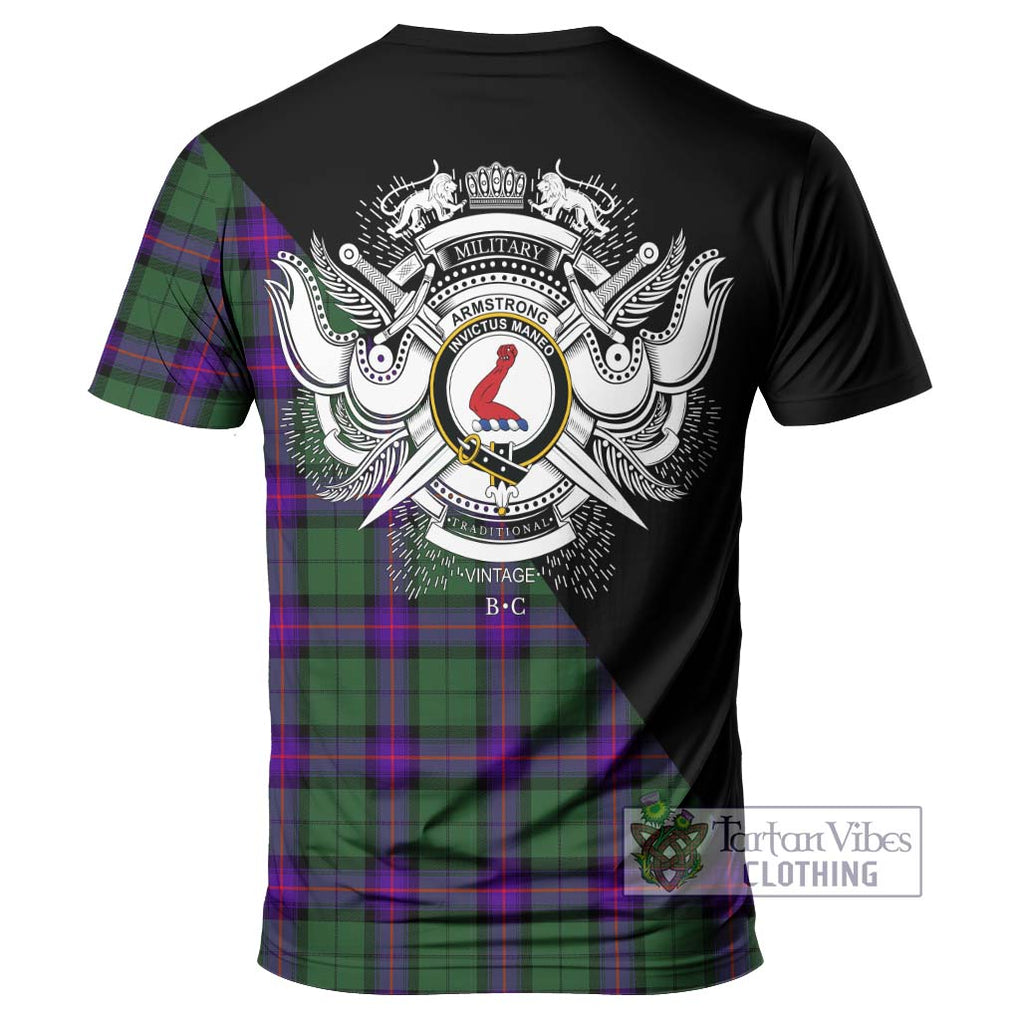 Armstrong Modern Tartan T-Shirt with Family Crest and Military Logo Style - Tartanvibesclothing Shop