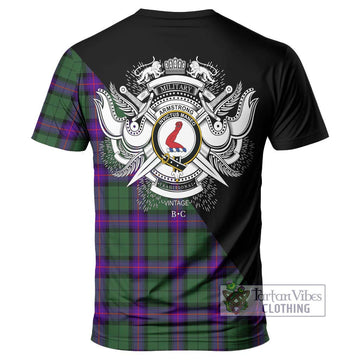 Armstrong Modern Tartan T-Shirt with Family Crest and Military Logo Style