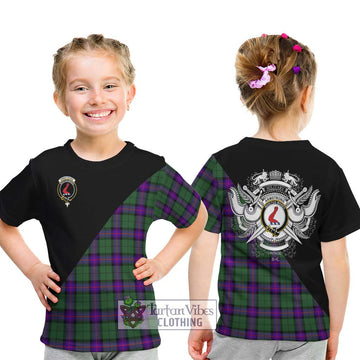 Armstrong Modern Tartan Kid T-Shirt with Family Crest and Military Logo Style