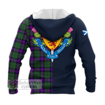 Armstrong Modern Tartan Knitted Hoodie Alba with Scottish Lion Royal Arm Half Style