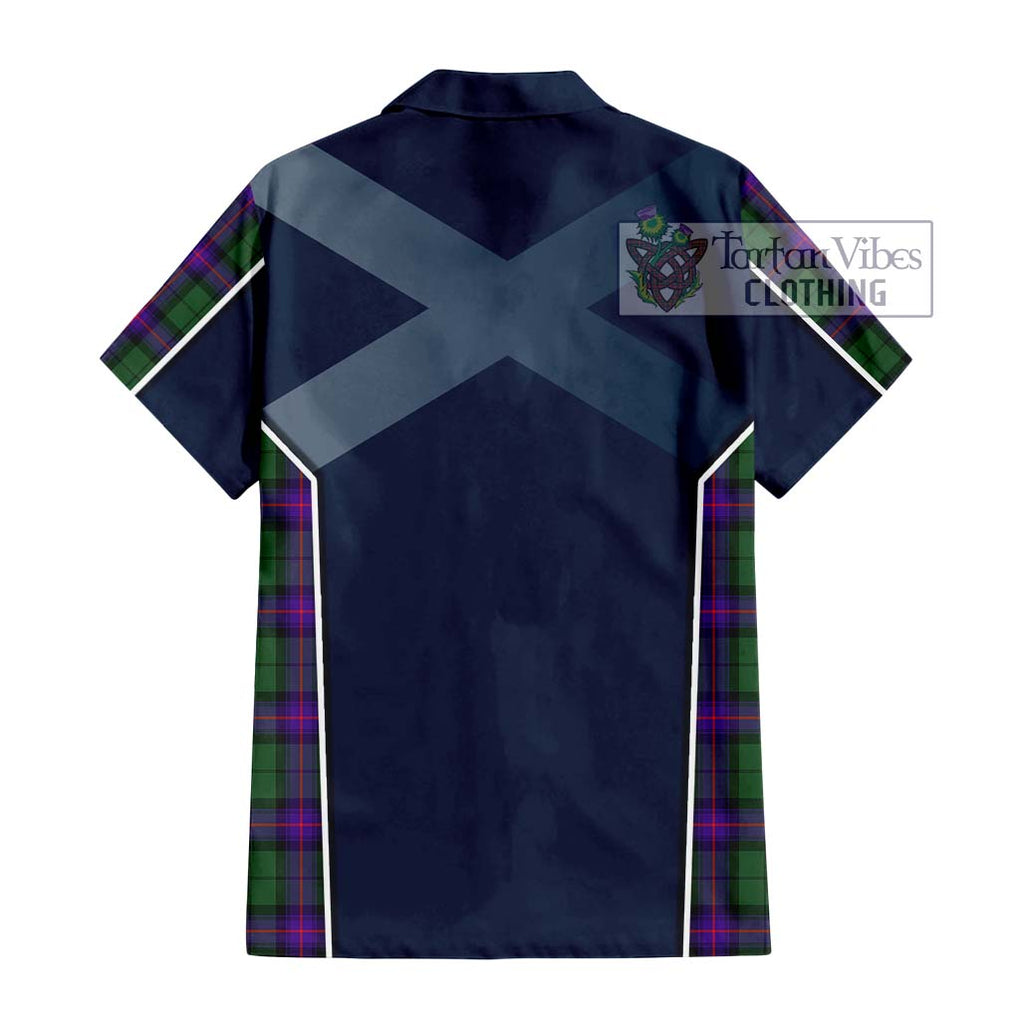 Armstrong Modern Tartan Short Sleeve Button Shirt with Family Crest and Lion Rampant Vibes Sport Style - Tartan Vibes Clothing