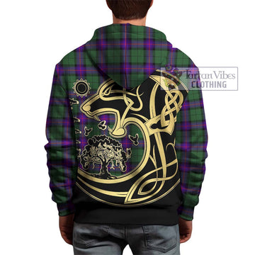 Armstrong Modern Tartan Hoodie with Family Crest Celtic Wolf Style