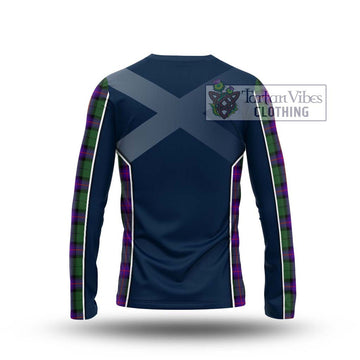 Armstrong Modern Tartan Long Sleeve T-Shirt with Family Crest and Lion Rampant Vibes Sport Style