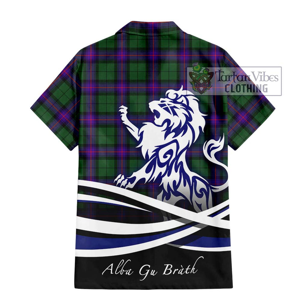 Armstrong Modern Tartan Short Sleeve Button Shirt with Alba Gu Brath Regal Lion Emblem - Tartanvibesclothing Shop