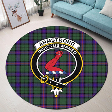 Armstrong Modern Tartan Round Rug with Family Crest