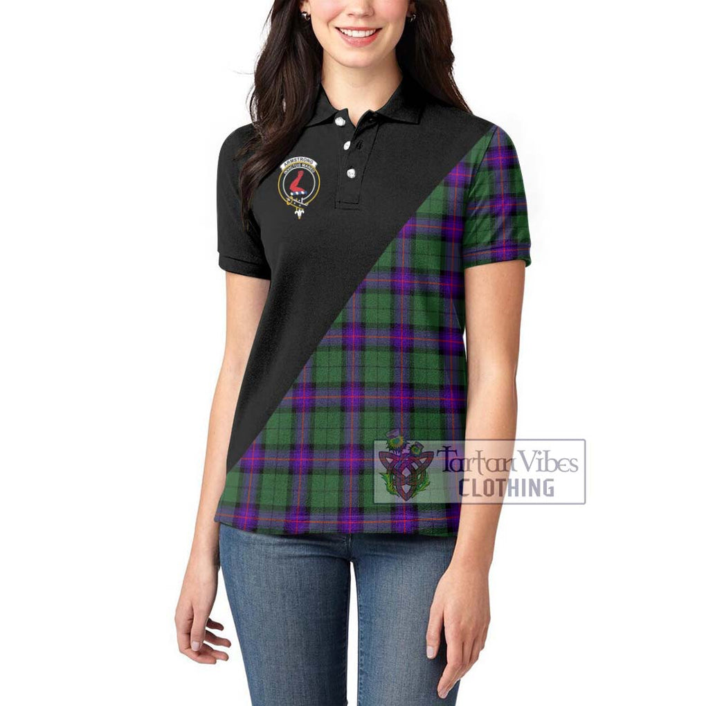 Armstrong Modern Tartan Women's Polo Shirt with Family Crest and Military Logo Style - Tartanvibesclothing Shop