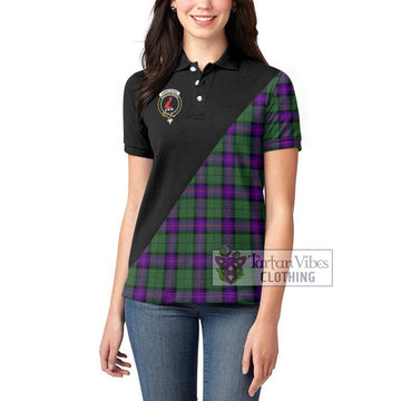 Armstrong Modern Tartan Women's Polo Shirt with Family Crest and Military Logo Style