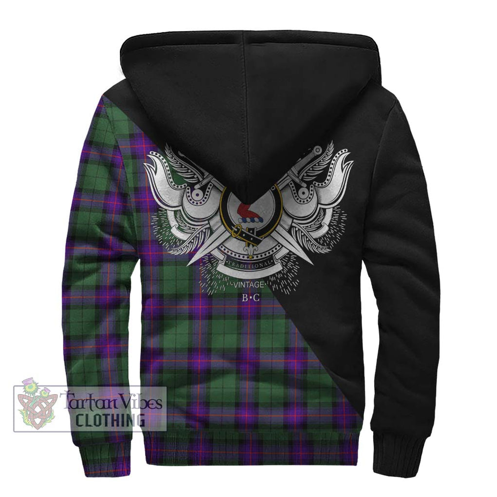 Armstrong Modern Tartan Sherpa Hoodie with Family Crest and Military Logo Style - Tartanvibesclothing Shop