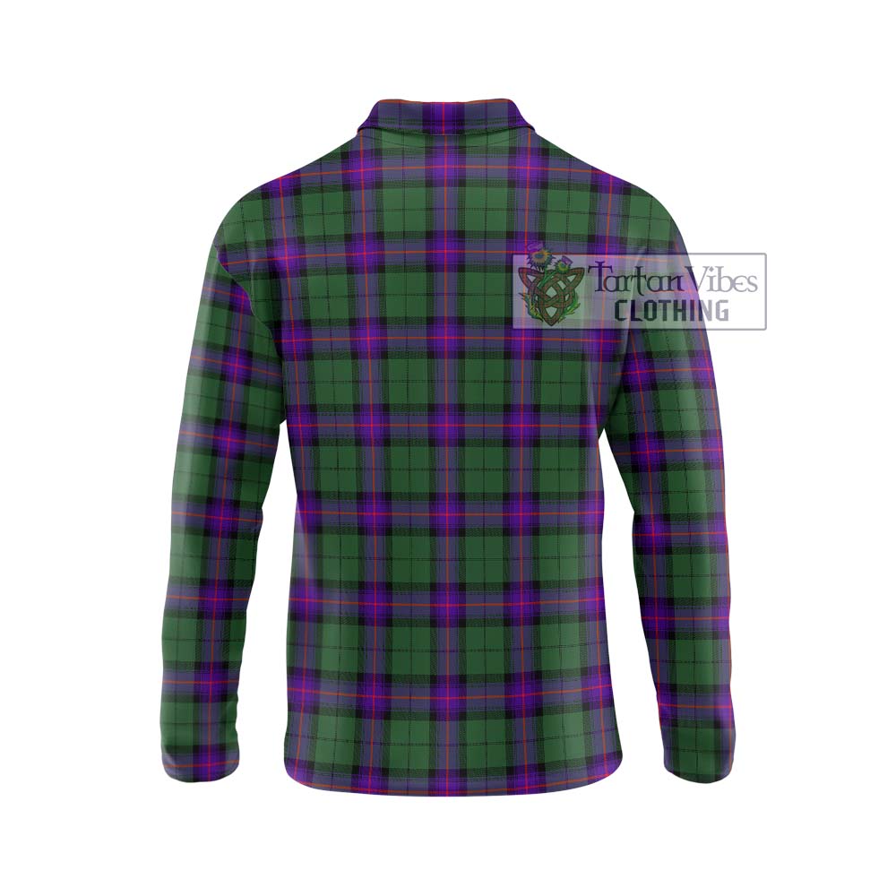 Armstrong Modern Tartan Long Sleeve Polo Shirt with Family Crest DNA In Me Style - Tartanvibesclothing Shop