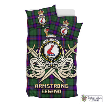 Armstrong Modern Tartan Bedding Set with Clan Crest and the Golden Sword of Courageous Legacy