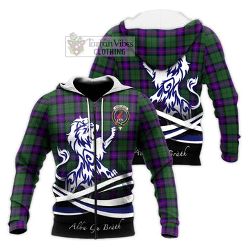 Armstrong Modern Tartan Knitted Hoodie with Alba Gu Brath Regal Lion Emblem