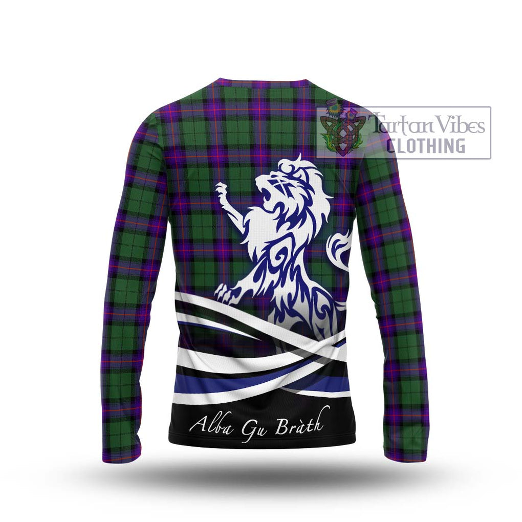 Armstrong Modern Tartan Long Sleeve T-Shirt with Alba Gu Brath Regal Lion Emblem - Tartanvibesclothing Shop