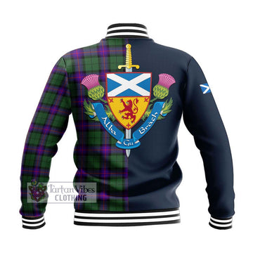 Armstrong Modern Tartan Baseball Jacket Alba with Scottish Lion Royal Arm Half Style