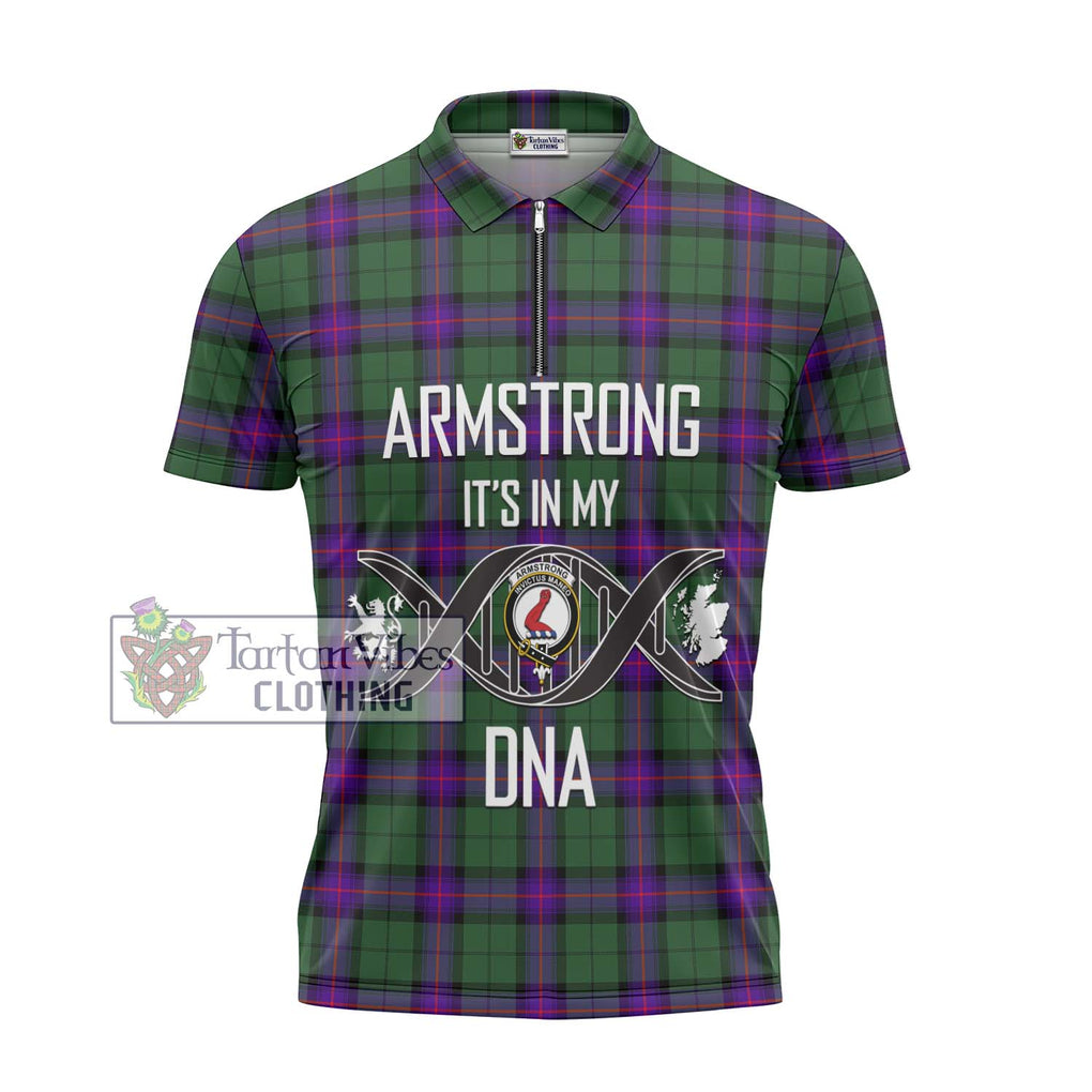 Armstrong Modern Tartan Zipper Polo Shirt with Family Crest DNA In Me Style - Tartanvibesclothing Shop