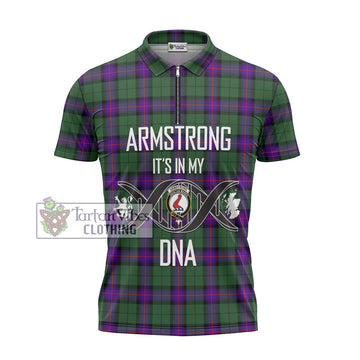 Armstrong Modern Tartan Zipper Polo Shirt with Family Crest DNA In Me Style