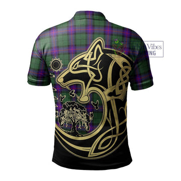 Armstrong Modern Tartan Polo Shirt with Family Crest Celtic Wolf Style