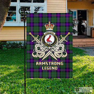 Armstrong Modern Tartan Flag with Clan Crest and the Golden Sword of Courageous Legacy