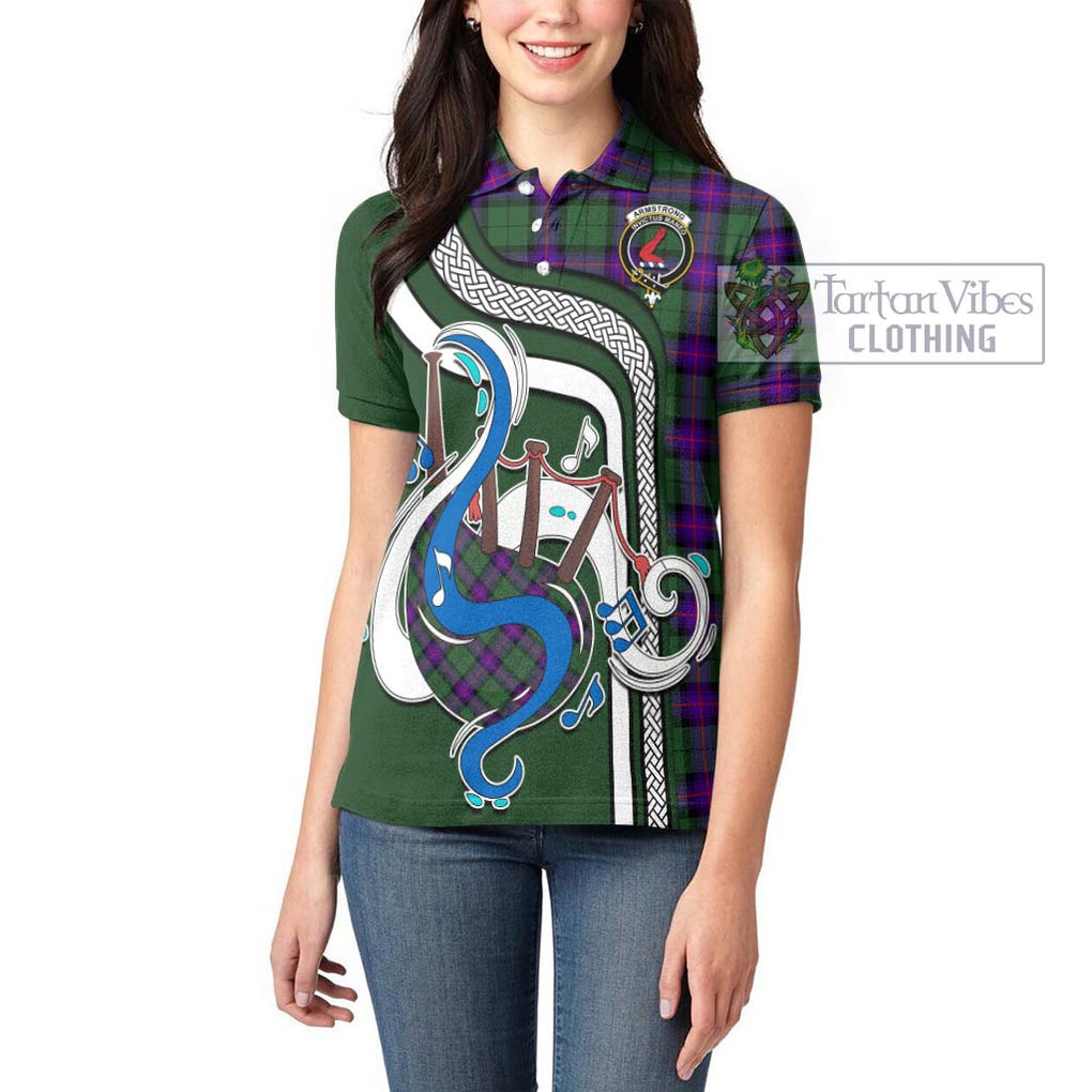 Armstrong Modern Tartan Women's Polo Shirt with Epic Bagpipe Style - Tartanvibesclothing Shop