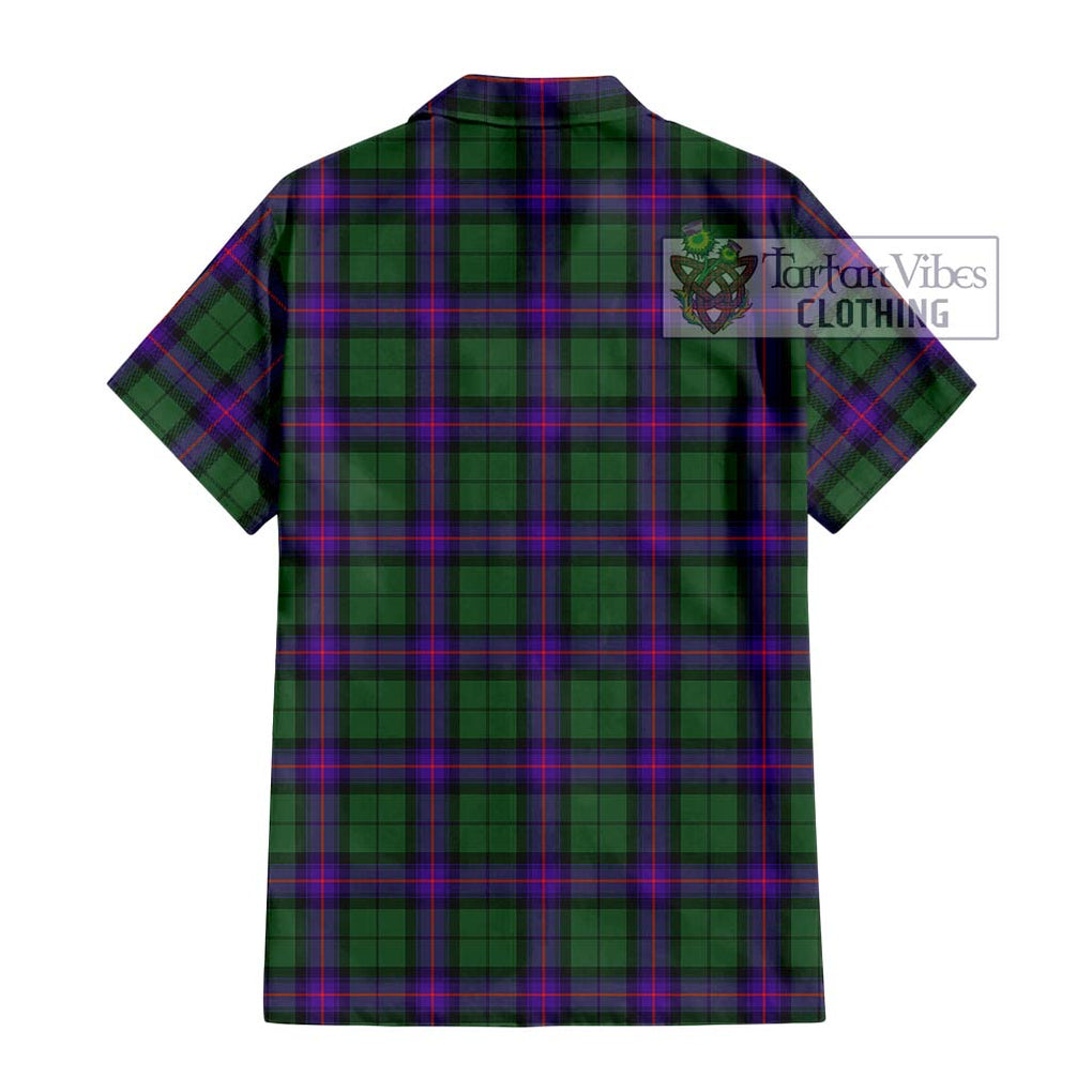 Armstrong Modern Tartan Short Sleeve Button Shirt with Family Crest DNA In Me Style - Tartanvibesclothing Shop