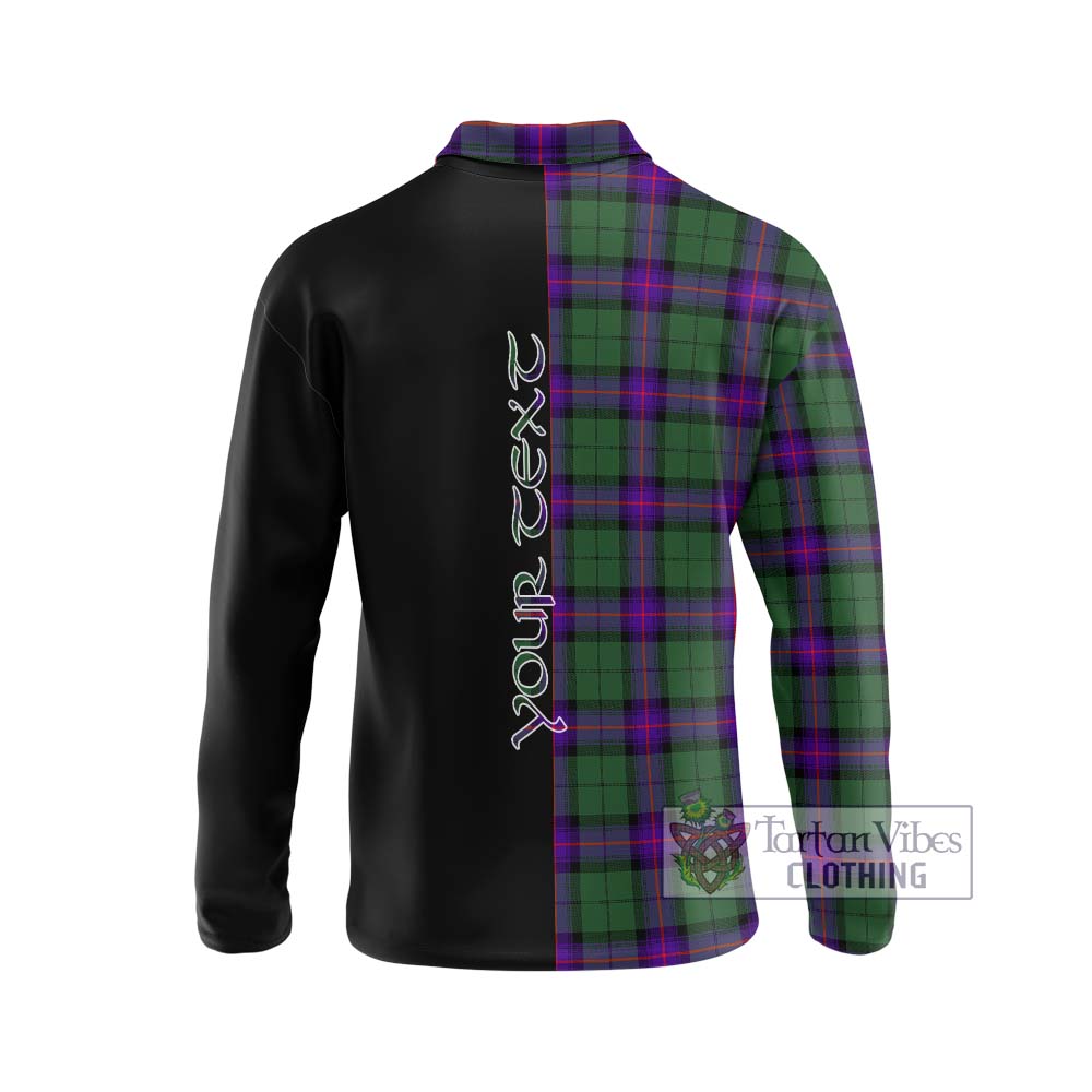 Armstrong Modern Tartan Long Sleeve Polo Shirt with Family Crest and Half Of Me Style - Tartanvibesclothing Shop