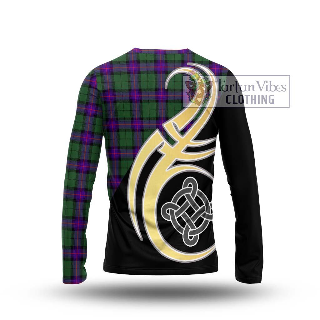 Armstrong Modern Tartan Long Sleeve T-Shirt with Family Crest and Celtic Symbol Style - Tartan Vibes Clothing